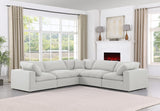 Comfy White Linen Textured Fabric Modular Sectional 187White-Sec5C Meridian Furniture