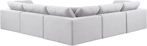 Comfy White Linen Textured Fabric Modular Sectional 187White-Sec5C Meridian Furniture