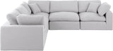 Comfy White Linen Textured Fabric Modular Sectional 187White-Sec5C Meridian Furniture