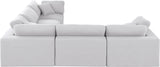 Comfy White Linen Textured Fabric Modular Sectional 187White-Sec5C Meridian Furniture