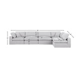 Comfy White Linen Textured Fabric Modular Sectional 187White-Sec5D Meridian Furniture