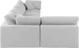 Comfy White Linen Textured Fabric Modular Sectional 187White-Sec5D Meridian Furniture