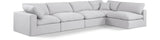 Comfy White Linen Textured Fabric Modular Sectional 187White-Sec5D Meridian Furniture