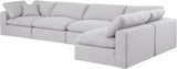 Comfy White Linen Textured Fabric Modular Sectional 187White-Sec5D Meridian Furniture