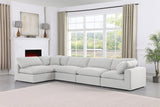 Comfy White Linen Textured Fabric Modular Sectional 187White-Sec5D Meridian Furniture