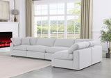 Comfy White Linen Textured Fabric Modular Sectional 187White-Sec5D Meridian Furniture