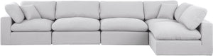 Comfy White Linen Textured Fabric Modular Sectional 187White-Sec5D Meridian Furniture