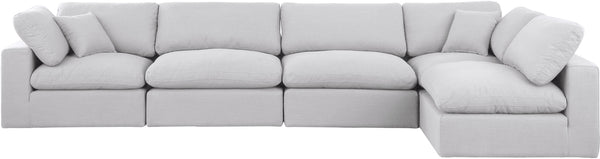 Comfy White Linen Textured Fabric Modular Sectional 187White-Sec5D Meridian Furniture