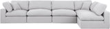 Comfy White Linen Textured Fabric Modular Sectional 187White-Sec5D Meridian Furniture