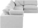 Comfy White Linen Textured Fabric Modular Sectional 187White-Sec5D Meridian Furniture