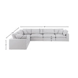 Comfy White Linen Textured Fabric Modular Sectional 187White-Sec6A Meridian Furniture