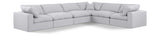 Comfy White Linen Textured Fabric Modular Sectional 187White-Sec6A Meridian Furniture