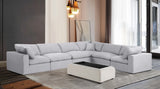 Comfy White Linen Textured Fabric Modular Sectional 187White-Sec6A Meridian Furniture