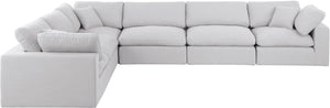 Comfy White Linen Textured Fabric Modular Sectional 187White-Sec6A Meridian Furniture