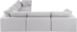 Comfy White Linen Textured Fabric Modular Sectional 187White-Sec6A Meridian Furniture