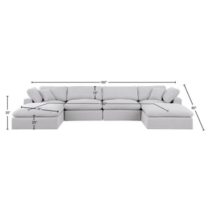 Comfy White Linen Textured Fabric Modular Sectional 187White-Sec6B Meridian Furniture