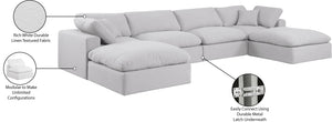 Comfy White Linen Textured Fabric Modular Sectional 187White-Sec6B Meridian Furniture