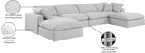 Comfy White Linen Textured Fabric Modular Sectional 187White-Sec6B Meridian Furniture