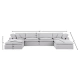 Comfy White Linen Textured Fabric Modular Sectional 187White-Sec6B Meridian Furniture