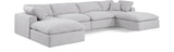 Comfy White Linen Textured Fabric Modular Sectional 187White-Sec6B Meridian Furniture