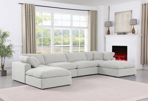 Comfy White Linen Textured Fabric Modular Sectional 187White-Sec6B Meridian Furniture