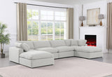 Comfy White Linen Textured Fabric Modular Sectional 187White-Sec6B Meridian Furniture