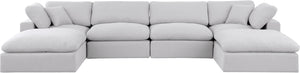 Comfy White Linen Textured Fabric Modular Sectional 187White-Sec6B Meridian Furniture