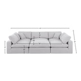 Comfy White Linen Textured Fabric Modular Sectional 187White-Sec6C Meridian Furniture