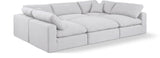 Comfy White Linen Textured Fabric Modular Sectional 187White-Sec6C Meridian Furniture