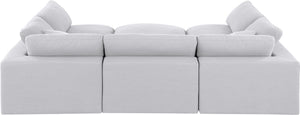 Comfy White Linen Textured Fabric Modular Sectional 187White-Sec6C Meridian Furniture