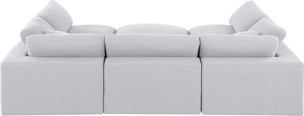 Comfy White Linen Textured Fabric Modular Sectional 187White-Sec6C Meridian Furniture