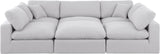 Comfy White Linen Textured Fabric Modular Sectional 187White-Sec6C Meridian Furniture