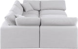 Comfy White Linen Textured Fabric Modular Sectional 187White-Sec6C Meridian Furniture