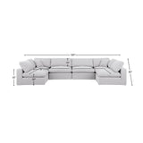 Comfy White Linen Textured Fabric Modular Sectional 187White-Sec6D Meridian Furniture