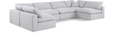 Comfy White Linen Textured Fabric Modular Sectional 187White-Sec6D Meridian Furniture