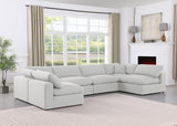 Comfy White Linen Textured Fabric Modular Sectional 187White-Sec6D Meridian Furniture