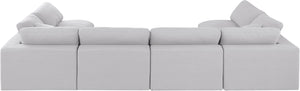 Comfy White Linen Textured Fabric Modular Sectional 187White-Sec6D Meridian Furniture