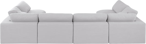 Comfy White Linen Textured Fabric Modular Sectional 187White-Sec6D Meridian Furniture