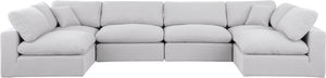 Comfy White Linen Textured Fabric Modular Sectional 187White-Sec6D Meridian Furniture