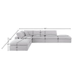 Comfy White Linen Textured Fabric Modular Sectional 187White-Sec6E Meridian Furniture