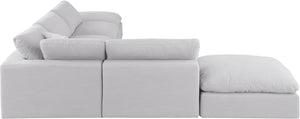 Comfy White Linen Textured Fabric Modular Sectional 187White-Sec6E Meridian Furniture