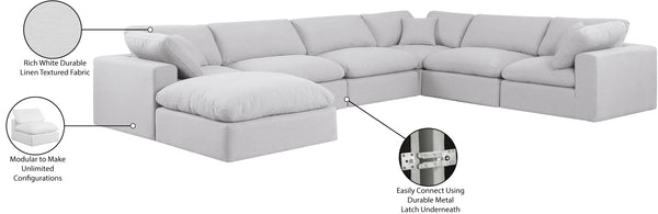 Comfy White Linen Textured Fabric Modular Sectional 187White-Sec7A Meridian Furniture