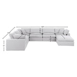 Comfy White Linen Textured Fabric Modular Sectional 187White-Sec7A Meridian Furniture