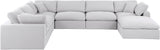 Comfy White Linen Textured Fabric Modular Sectional 187White-Sec7A Meridian Furniture