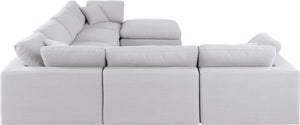Comfy White Linen Textured Fabric Modular Sectional 187White-Sec7A Meridian Furniture