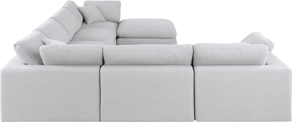 Comfy White Linen Textured Fabric Modular Sectional 187White-Sec7A Meridian Furniture