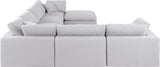 Comfy White Linen Textured Fabric Modular Sectional 187White-Sec7A Meridian Furniture