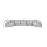 Comfy White Linen Textured Fabric Modular Sectional 187White-Sec7B Meridian Furniture
