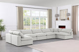 Comfy White Linen Textured Fabric Modular Sectional 187White-Sec7B Meridian Furniture