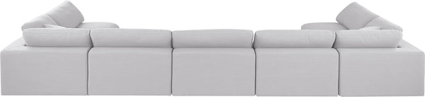 Comfy White Linen Textured Fabric Modular Sectional 187White-Sec7B Meridian Furniture